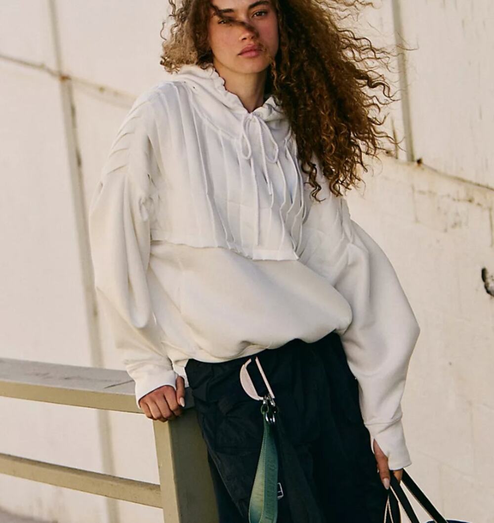Free People Movement White Pick It Up Pullover Hoodie NWT Size XS